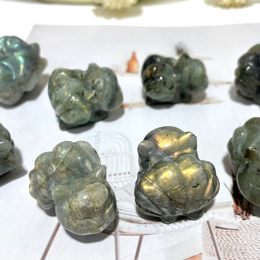 4 Counts Labradorite Small Cute Nine-tailed Fox Crystal Healing Crystal Home Decoration From IG Crystal