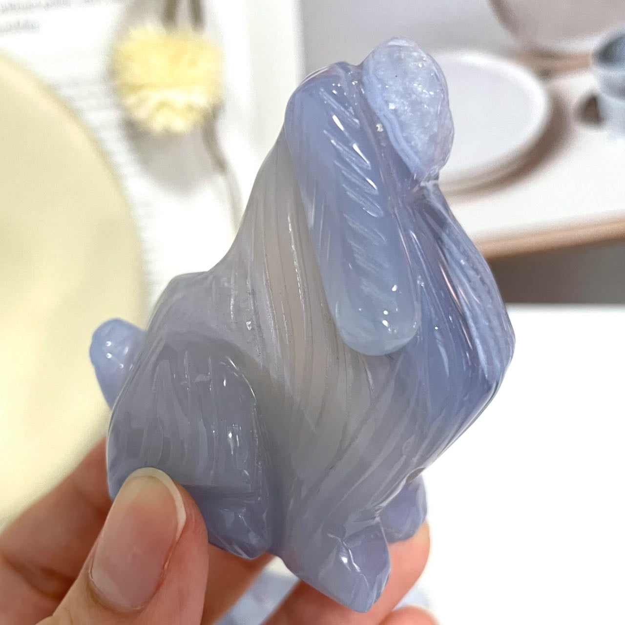 Blue Lace Agate Dog Crystal Healing Stone Home Decoration Stochastic 1PCS From IG Crystal