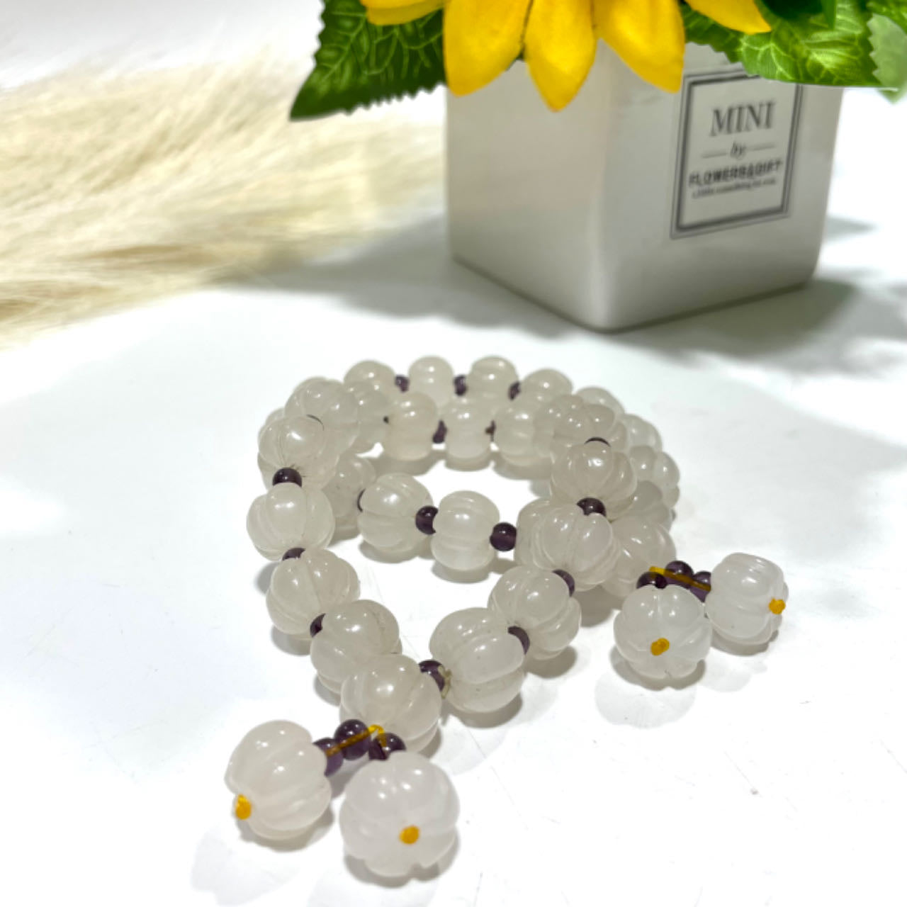2 Counts Afghanistan White Jade Pumpkin Bracelet Natural Crystals Healing Stones Crystal Jewelry Shop Pretty Crystals From IG Crystal