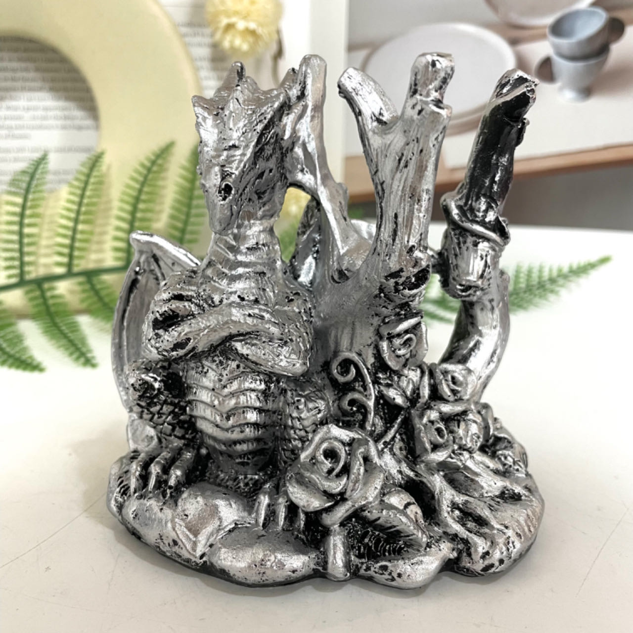 1PCS Branch Dragon Stand Silver Blue Healing Stone Home Decoration For Crystal Ball From IG Crystal