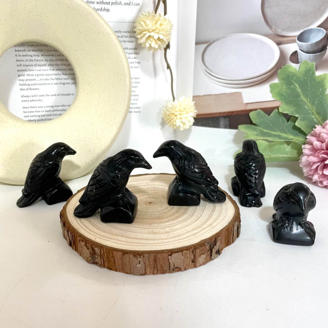 Black Obsidian Crow Crystal Healing Stone Home Decoration Stochastic 2PCS From IG Crystal