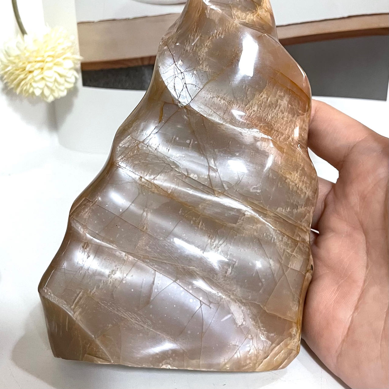 Peach Moonstone Torch Crystal Reiki Crytsal Healing Home Decor From IG Crystal