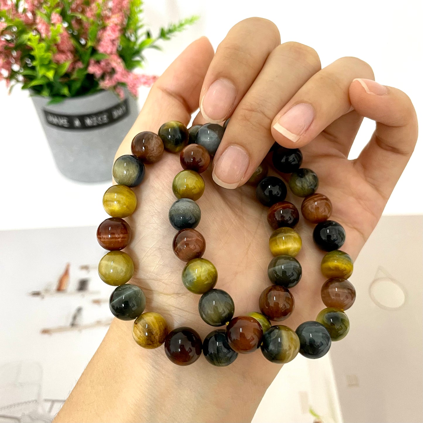 Colourful Tiger Eyes Bracelets 10~16mm Natural Crystals Healing Crystals Bracelet for Women and Men Teens Crystal Jewelry Shop Pretty Crystals From IG Crystal