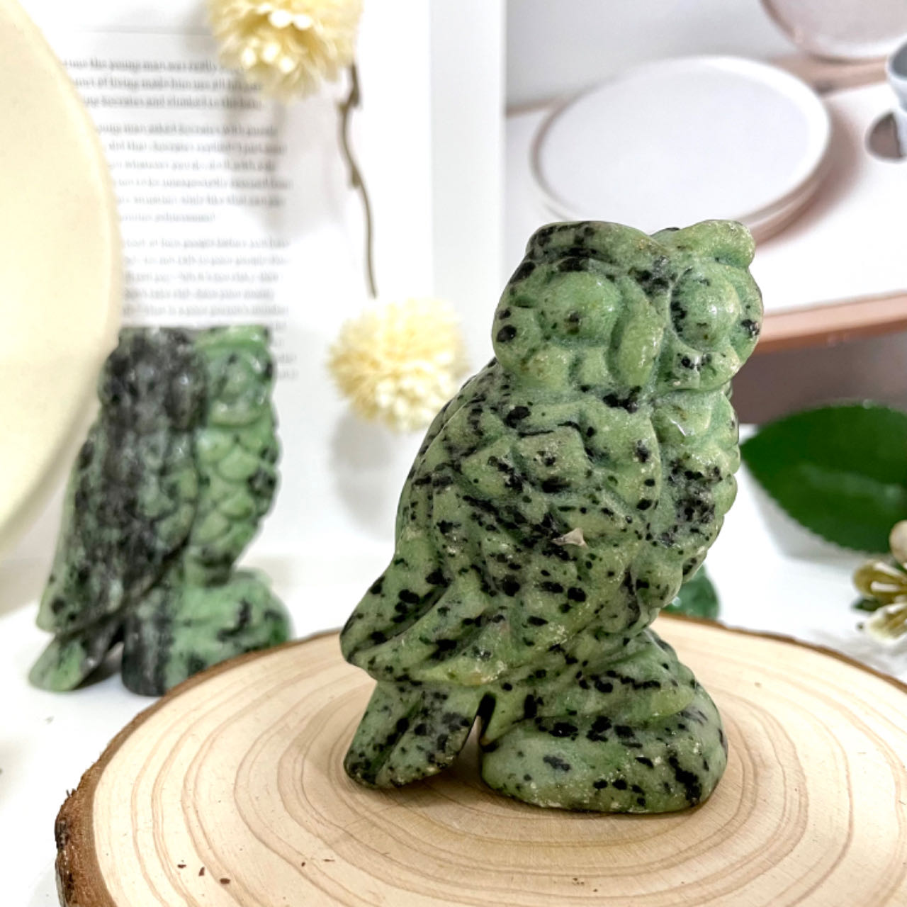 1PCS Ruby Funchsite Owl High Quality Natural Crystal From IG Crystal