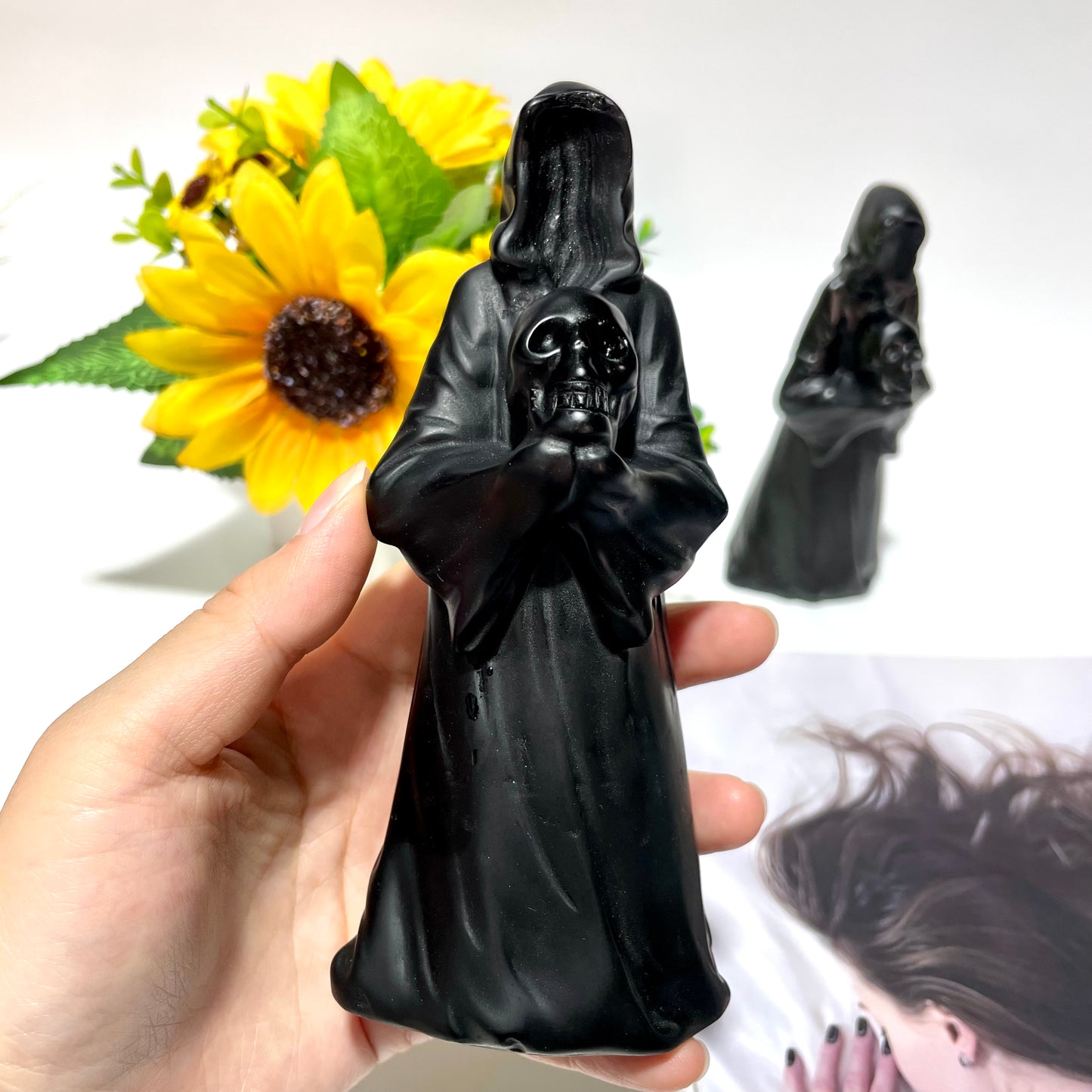 1 Count Black Obsidian Death Skull Crystal Carving Natural Stone Gem Mining Chakra Balancing Reiki Healing Crystal Mystery Crystal Display Crystal Shopping Online Home Office Decor From IG Crystal