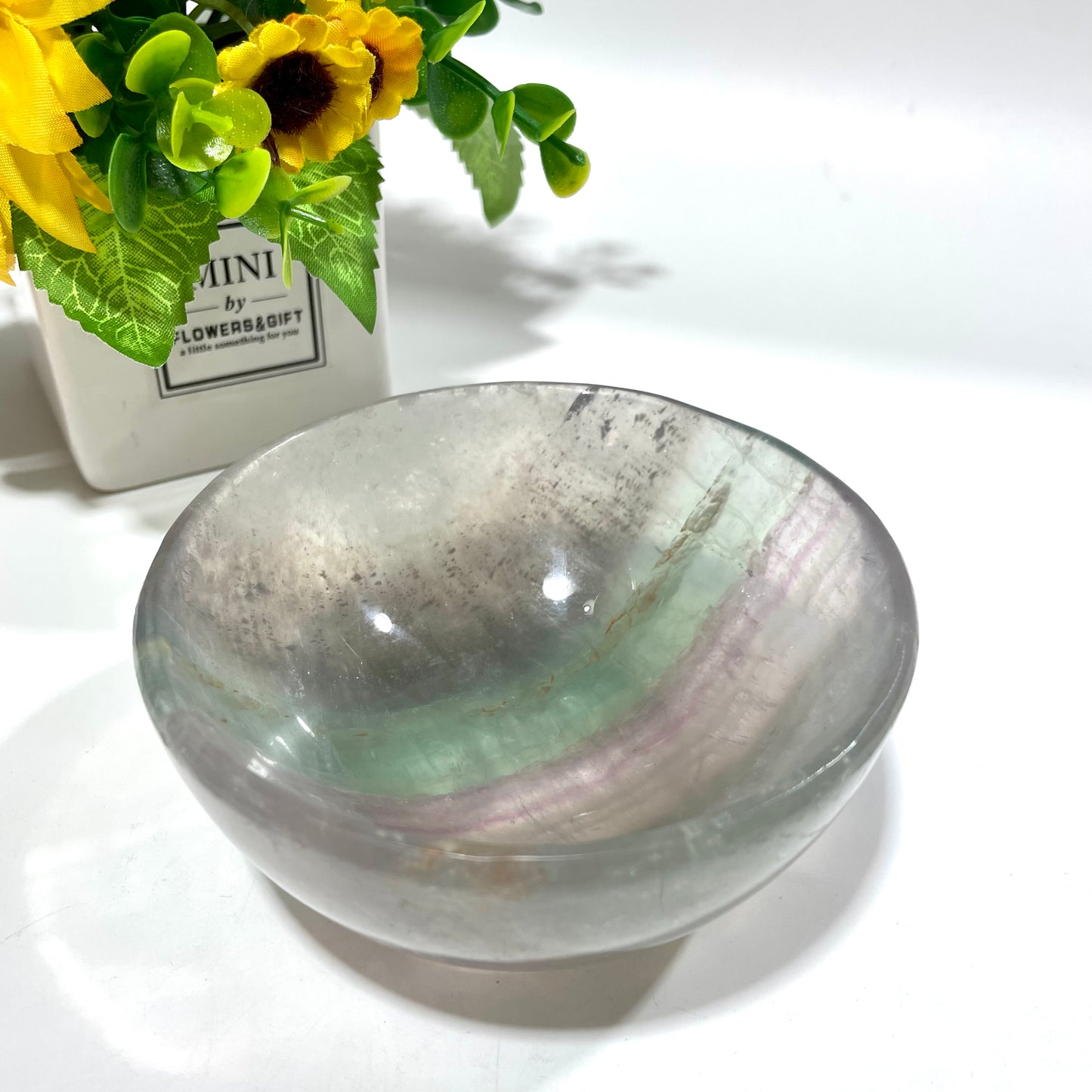1~2 Counts Fluorite Bowl Hand Polished Gem Stone Bowls Natural Raw Crystal Decorative Dish Jewelry Storage Agate Bowl for Meditation Reiki Healing From IG Crystal