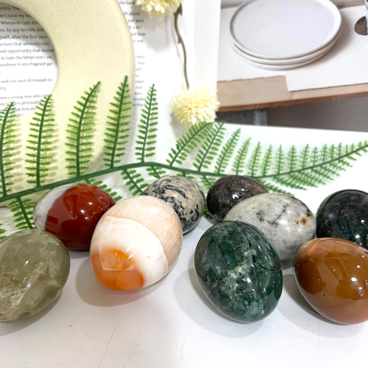 Small Eggs Ocean Jasper Rose Quartz Red Agate Woodstone Healing Stone Home Decoration From IG Crystal