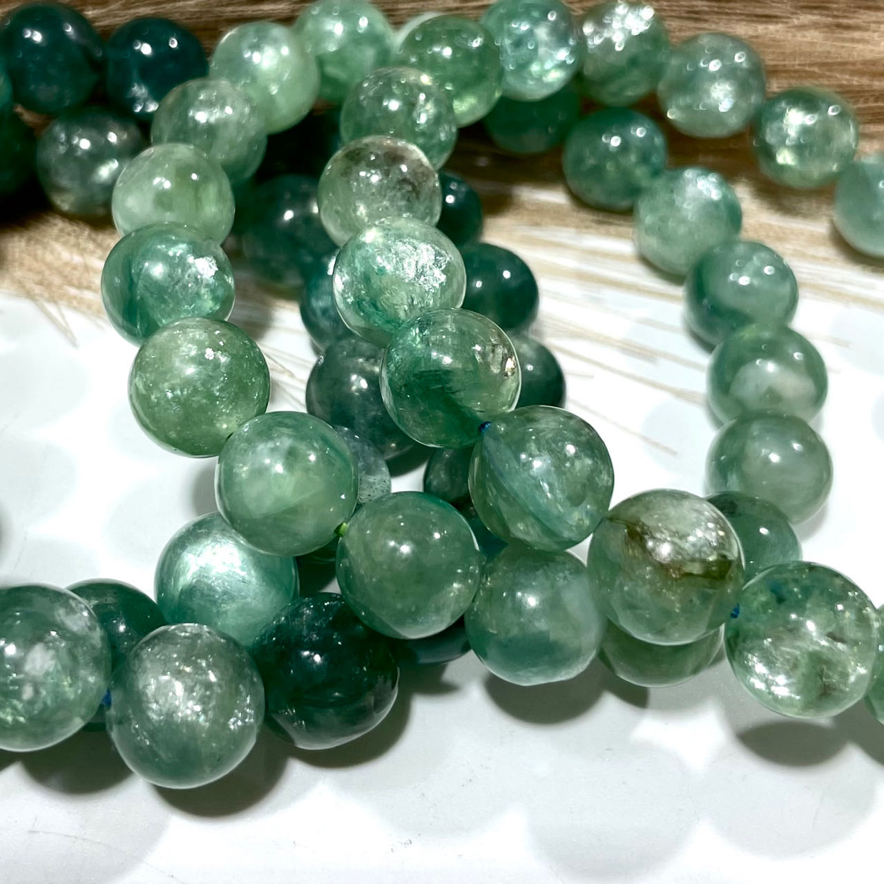 1 Count Green Mika Crystal Bracelet 11~12mm Energy Healing Crystals Jewelry for Women DIY Bracelet From IG Crystal