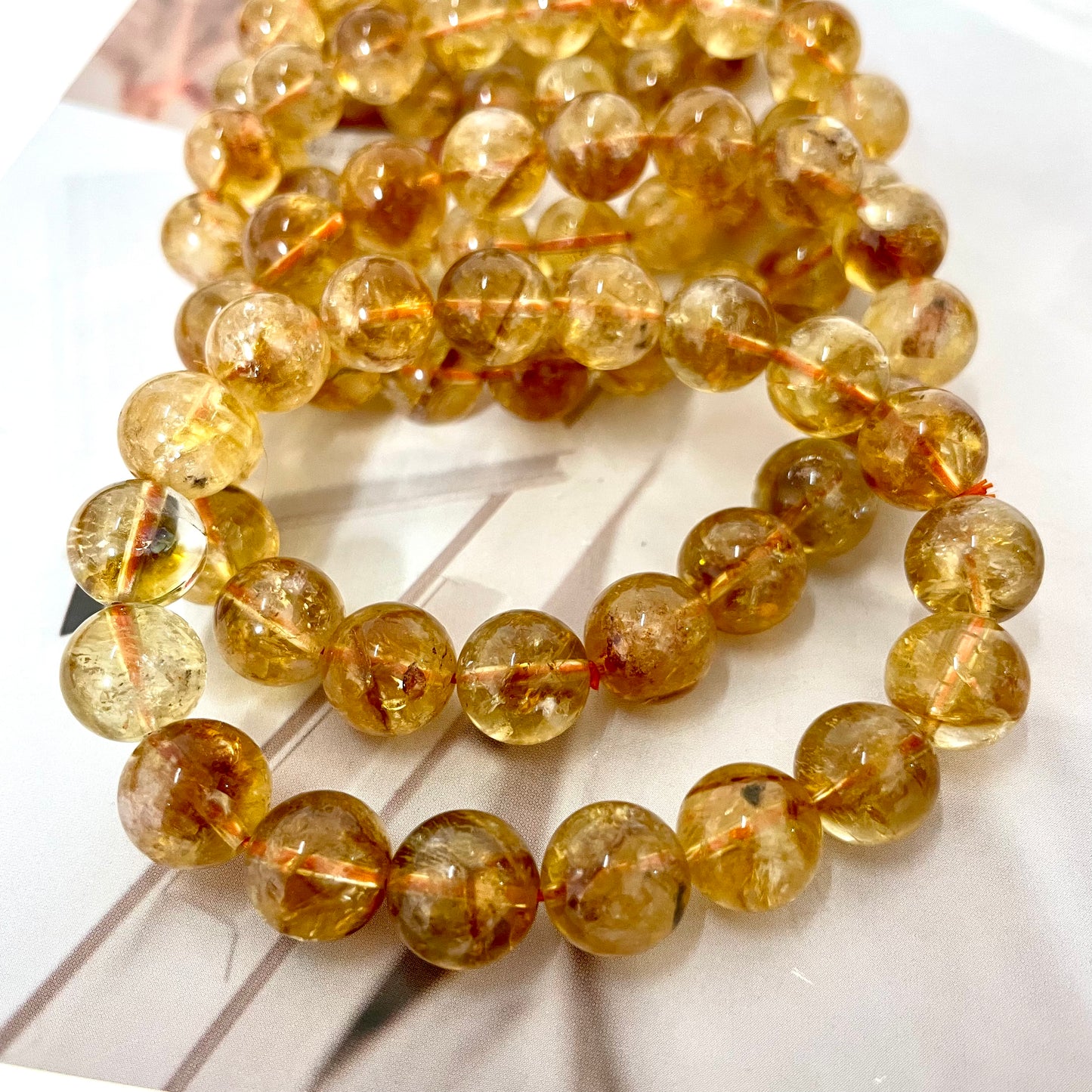 2 Counts Natural Citrine Crystal Bracelet – Healing Crystals Bracelet for Women and Men Teens – Handmade 11mm Round Beaded Bracelets – Attract, Wealth, Prosperity, Success, Girls Gifts, Unisex Mens Bracelet From IG Crystal