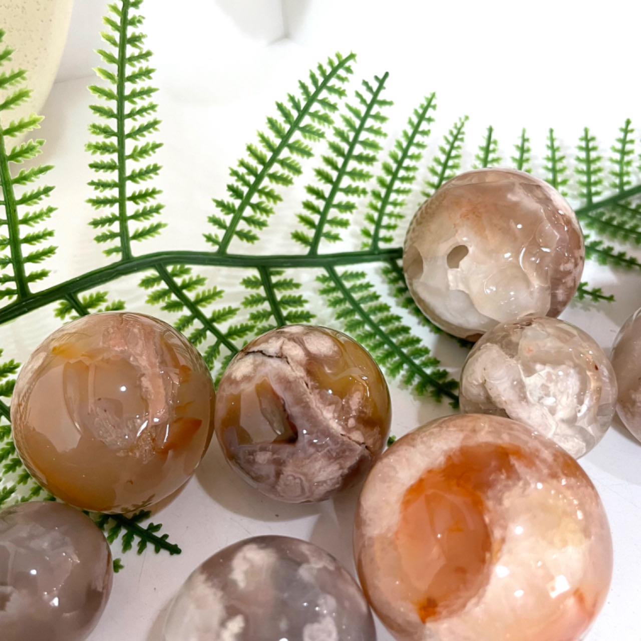 3~5PCS Small Pink Flower Agate Balls 2.5~5cm Healing Stone Home Decoration From IG Crystal