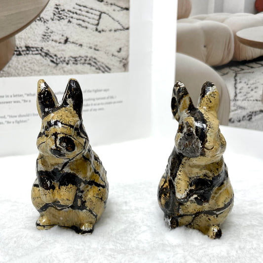 2 Counts Picture Jasper Rabbit Crystal Carving Healing Stones Natural Stone Chakra Balancing Reiki Home Office Decor From IG Crystal