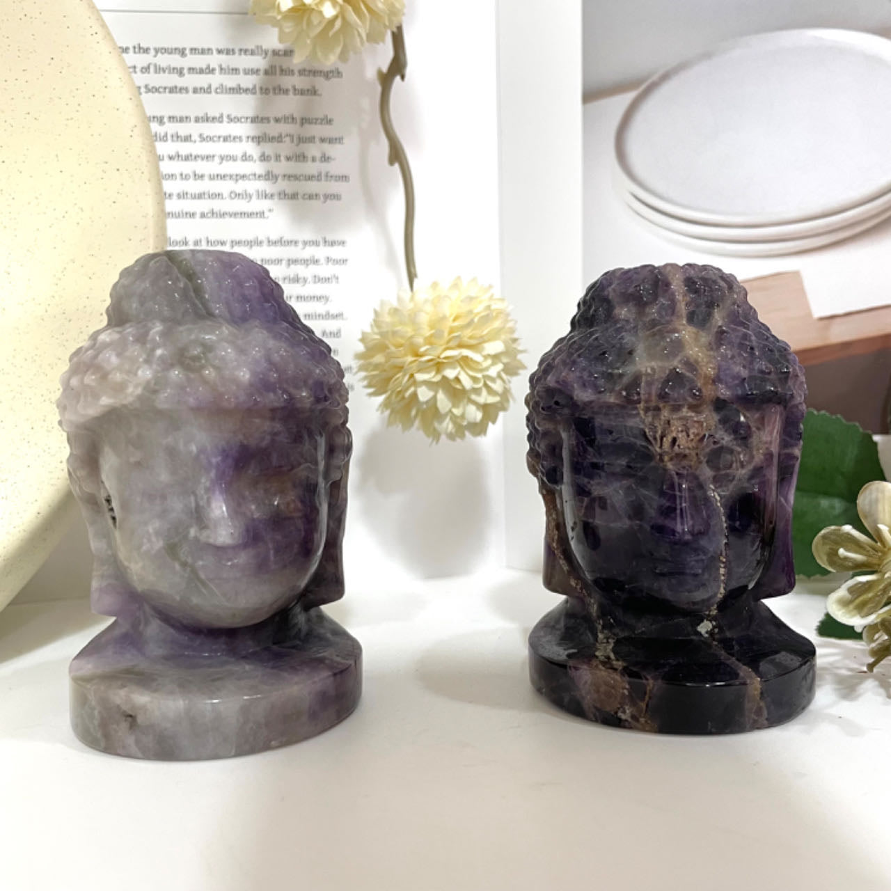 Amethyst Crystal Buddha Head Statue Stochastic 1PCS From IG Crystal