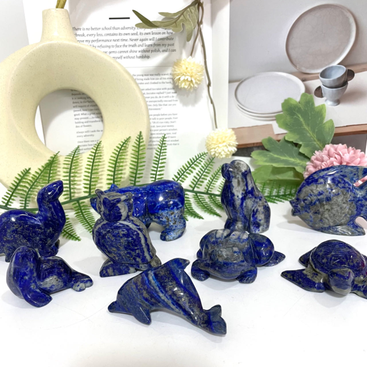 Lazurite Animals Dinosaur Dog Bear Turtle Fish Owl Dolphin Frog Seal Healing Stone From IG Crystal