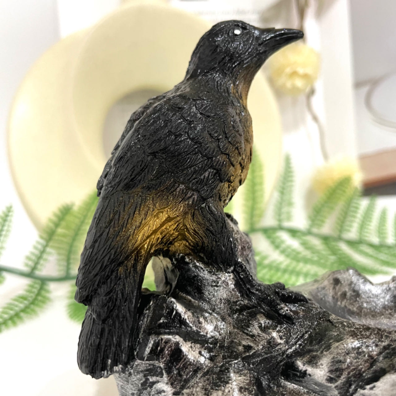 2PCS Crow Stand Black Silver Healing Stone Home Decoration For Crystal Ball From IG Crystal