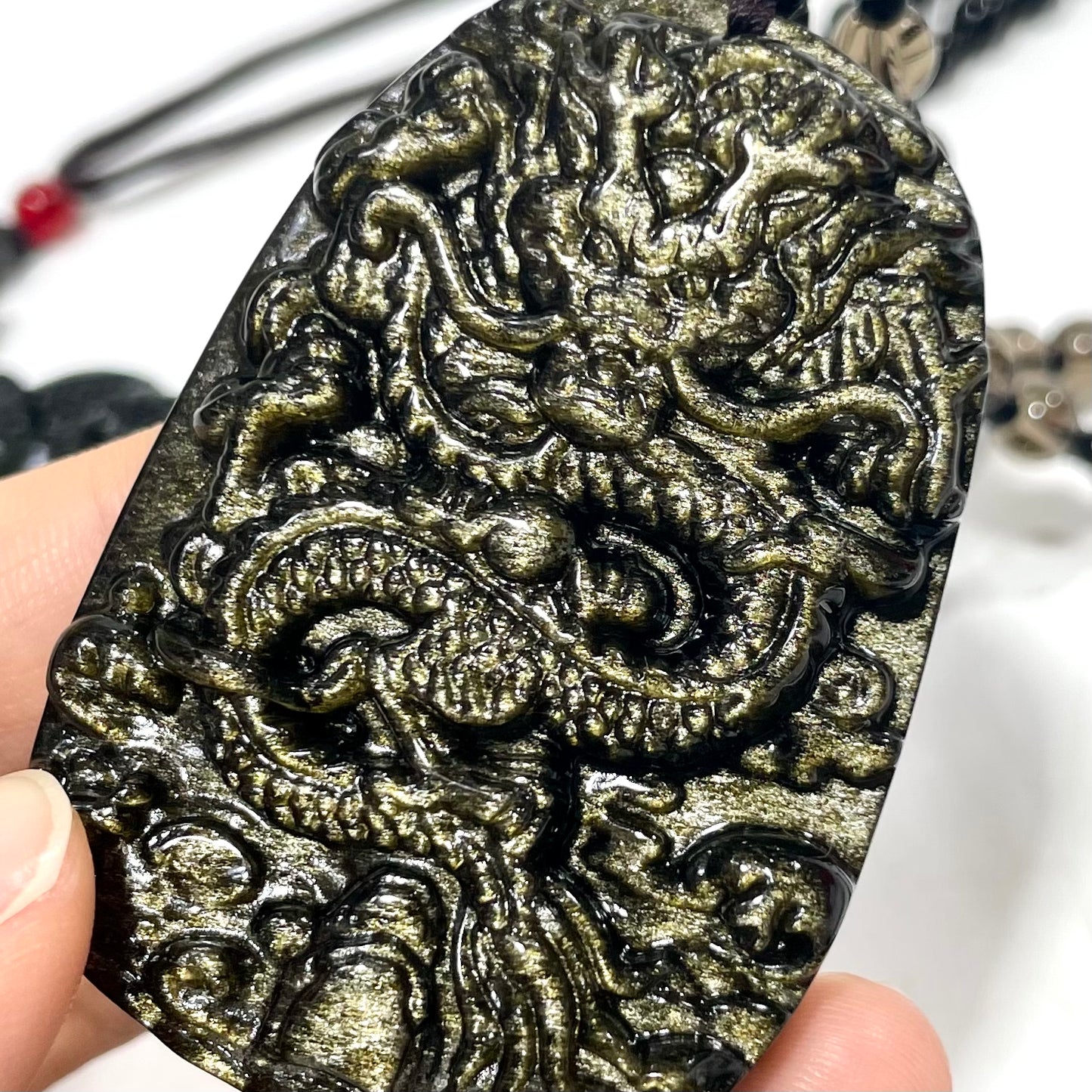 3 Counts Silver Obsidian Necklace Dragon Fox Healing Stones Natural Stone Chakra Balancing Reiki Jewelry For Women And Girl From IG Crystal