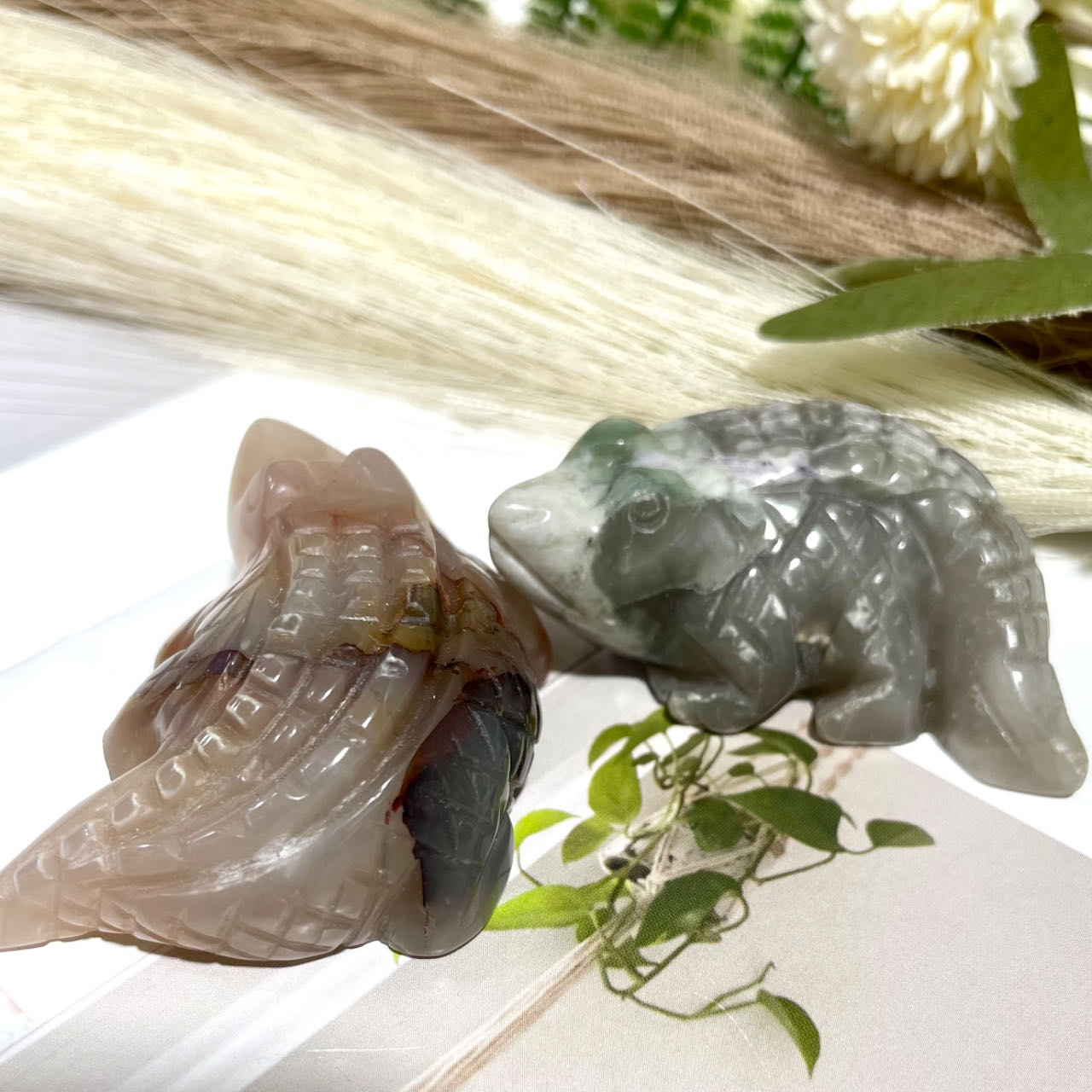 3 Counts Different Material Crocodile Crystal 5CM Amethyst Lavakite Red Obsidian Fire Quartz Healing Stone Home Decoration From IG Crystal