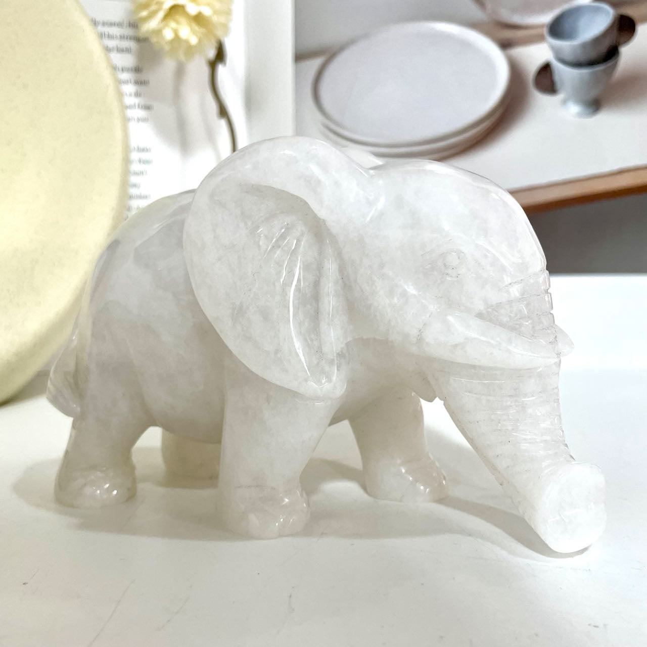 Clear Quartz Elephant Crystal Healing Stone Home Decoration From IG Crystal