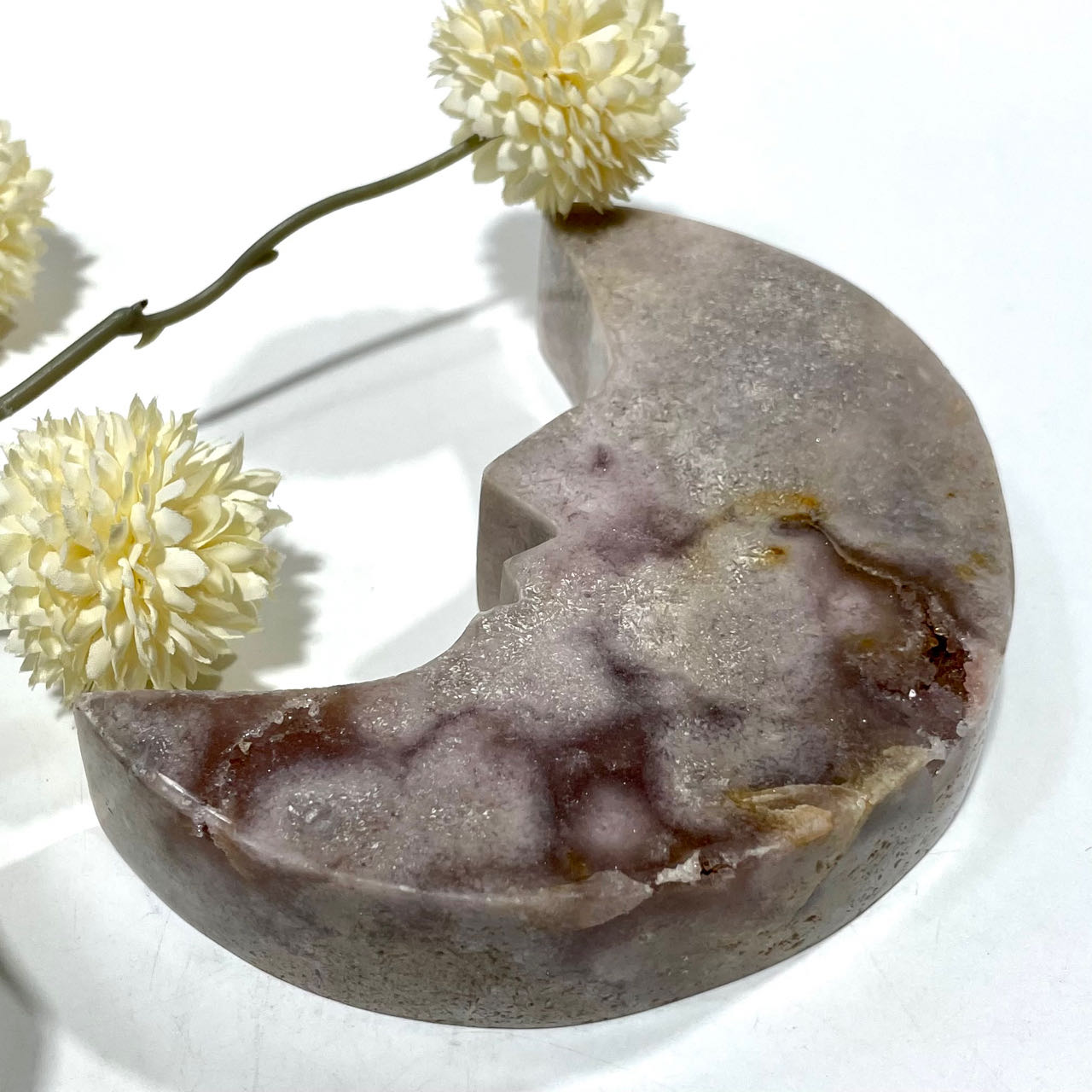 1 Count Purple Pink Agate Moon Face Crystal Carving Healing Crystal Gem Reiki Healing Home Decor Crystal Jewelry Shop Pretty Crystals From IG Crystal