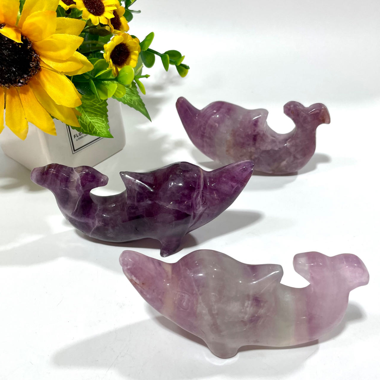 1 Count Purple Fluorite Dolphin Crystal Carving Healing Crystal Gem Reiki Healing Home Decor Crystal Jewelry Shop Pretty Crystals From IG Crystal