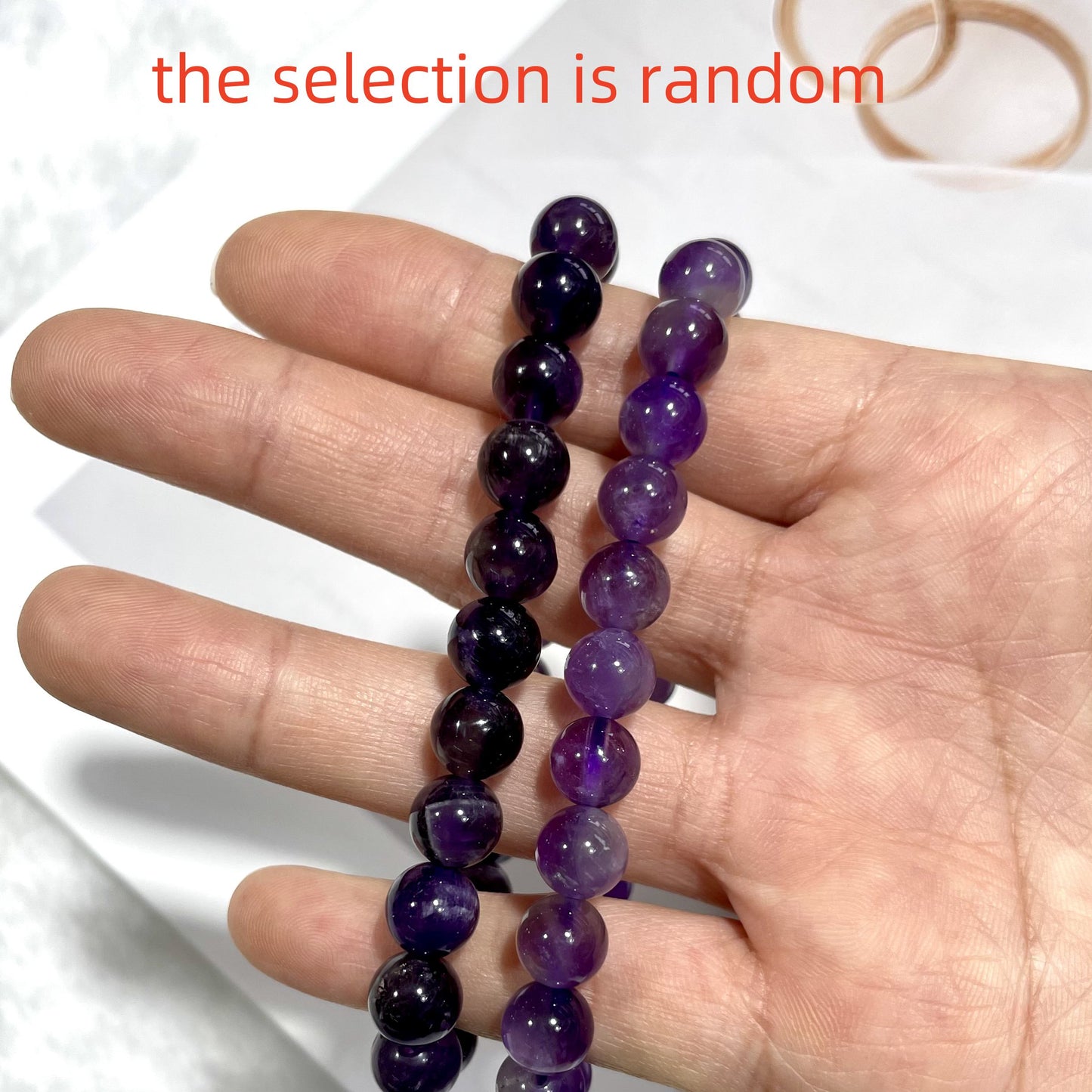 6 Counts Amethyst Crystal Bead Bracelet – Healing Crystal Bracelet for Women and Men – 8mm Beaded Bracelets for Men and Women – Unisex Elastic Adjustable Size Gemstone Bracelet for Healing and Protection From IG Crystal