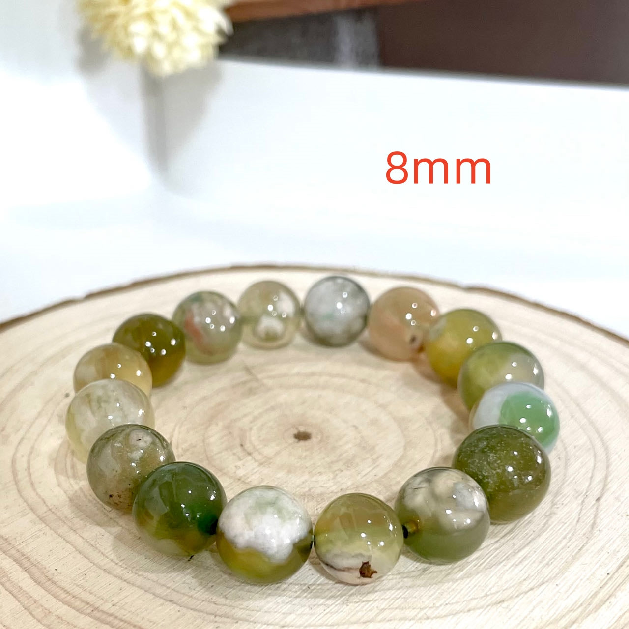 Green Flower Agate Bracelet 6~15mm Energy Healing Crystals Jewelry for Women DIY Bracelet From IG Crystal