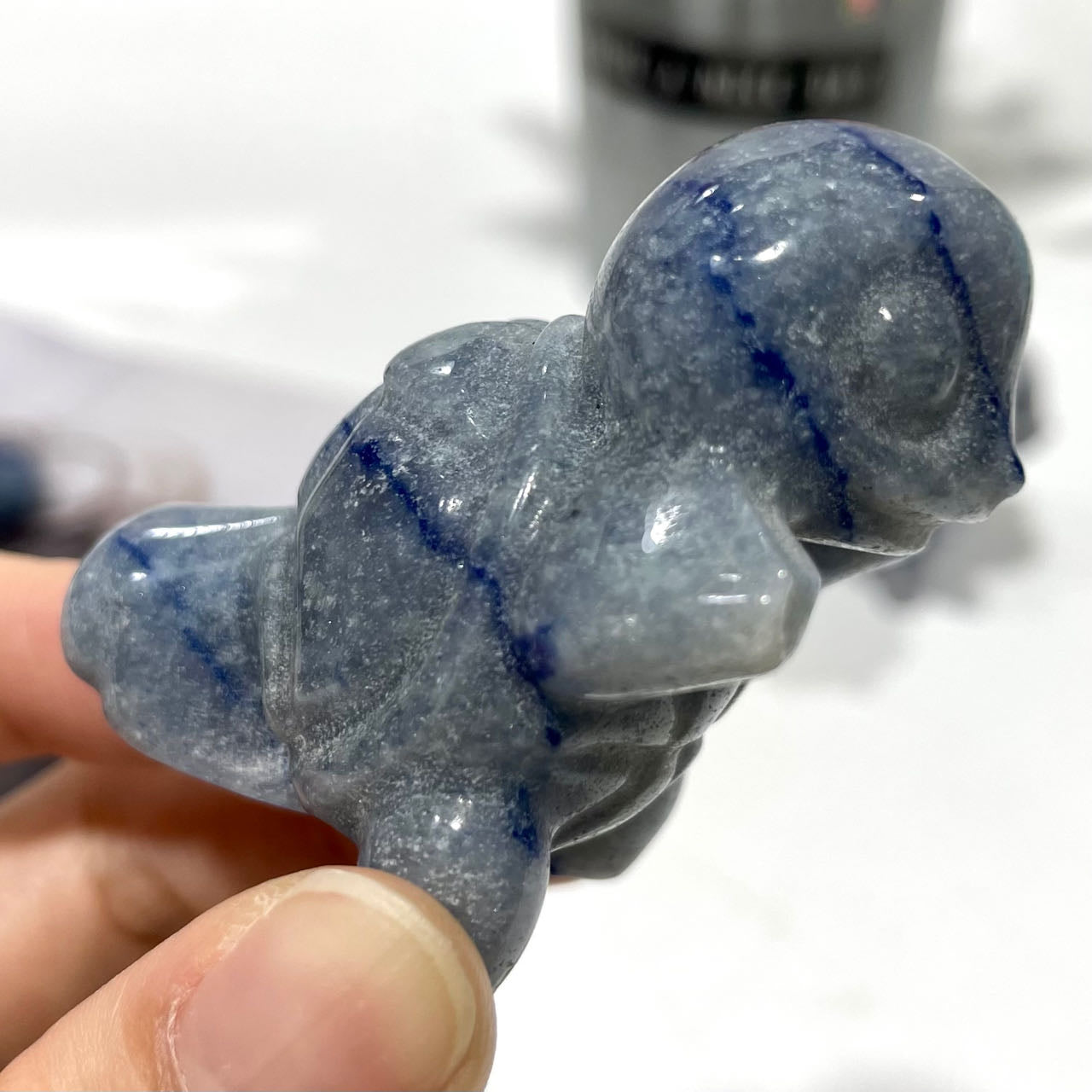 2 Counts Blue Aventurine Squirtle Crystal 5CM Pokemon Crystal Natural Gemstone Semi Precious Healing Crystals Enhance Positive Energy Home Decoration From IG Crystal