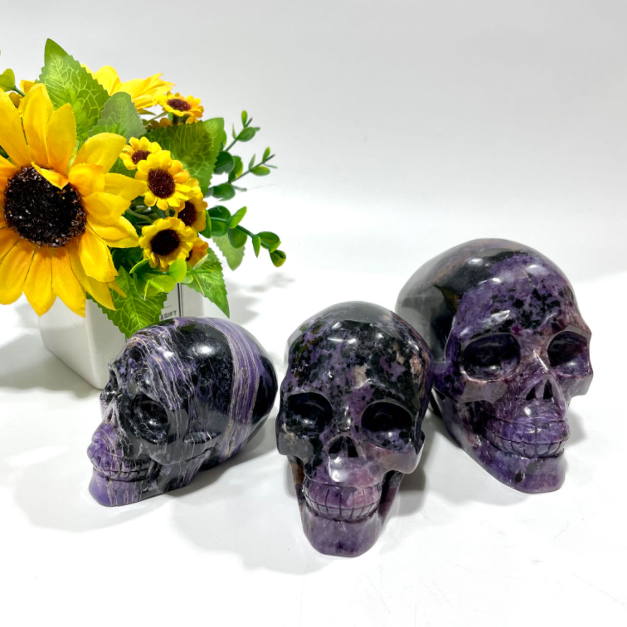 1 Count Big Charoite Skull Healing Crystal Gem Reiki Healing Home Decor Crystal Jewelry Shop Pretty Crystals From IG Crystal