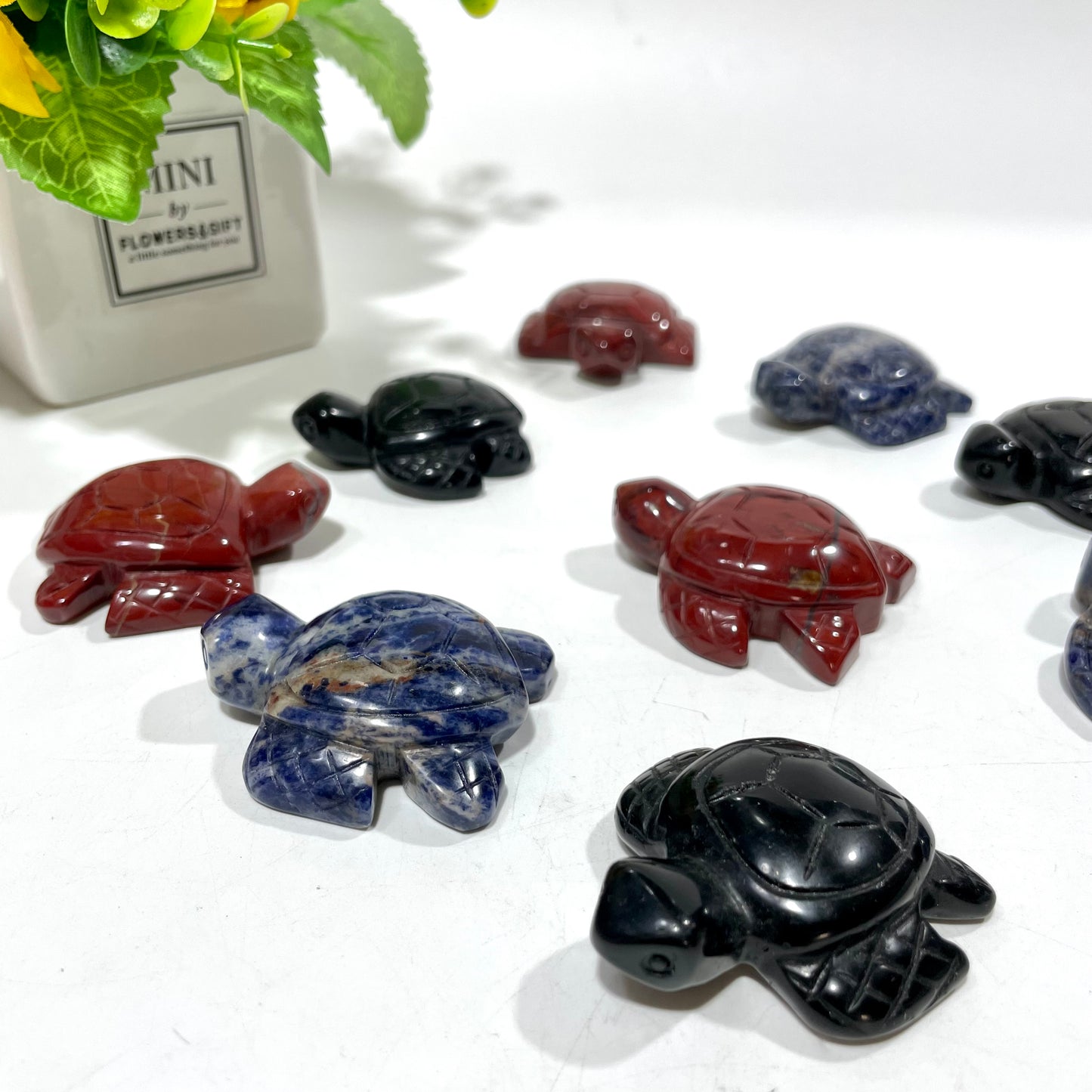 3 Counts Little Turtle Crystal Carving Sodalite Red Jasper Black Obsidian Healing Stones Natural Stone Chakra Balancing Reiki Home Office Decor From IG Crystal