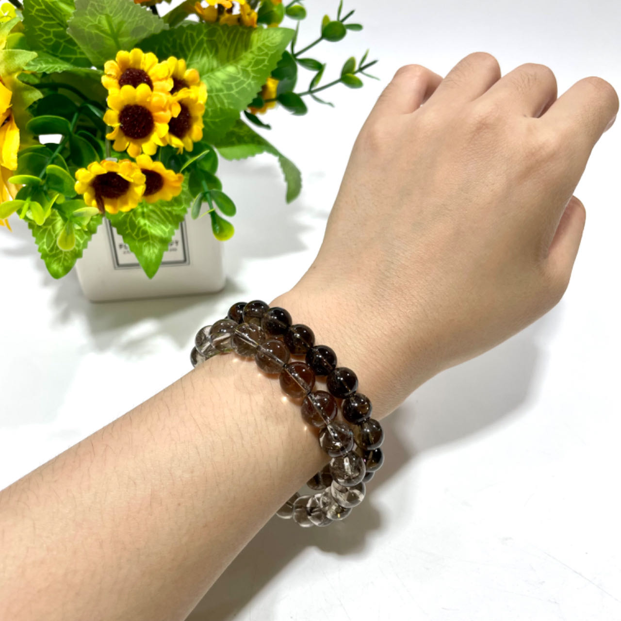 2 Counts Tea-coloured Crystal Bracelet 9~14mm Energy Healing Crystals Jewelry for Women DIY Bracelet From IG Crystal