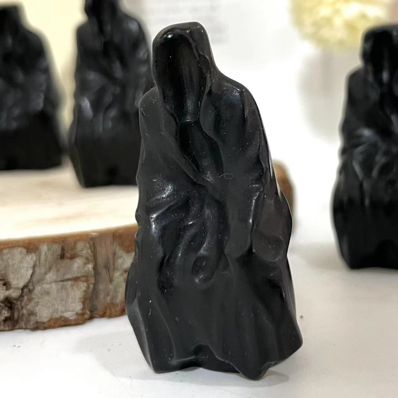 5PCS Death Crystal Black Obsidian 5CM Height Healing Stone From IG Crystal
