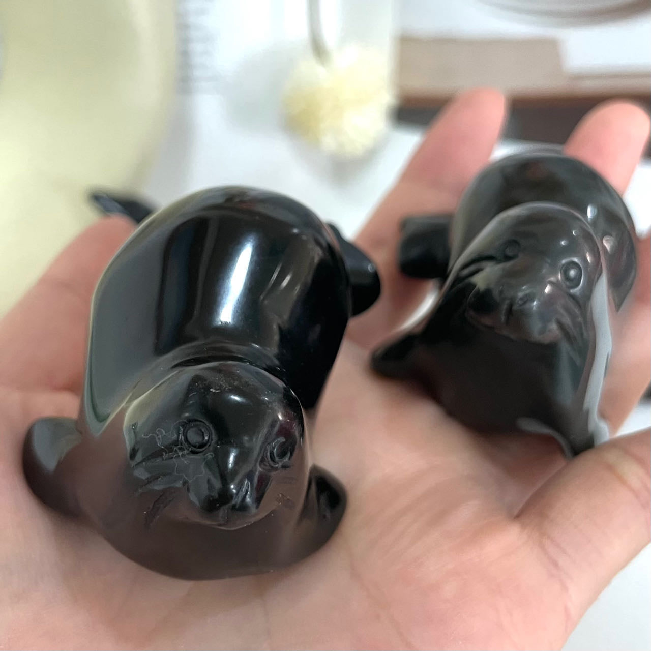 Obsidian Animals Crystal Dolphin Fish Shark Seal Frog Owl Bird Dog Healing Stone Home Decoration From IG Crystal