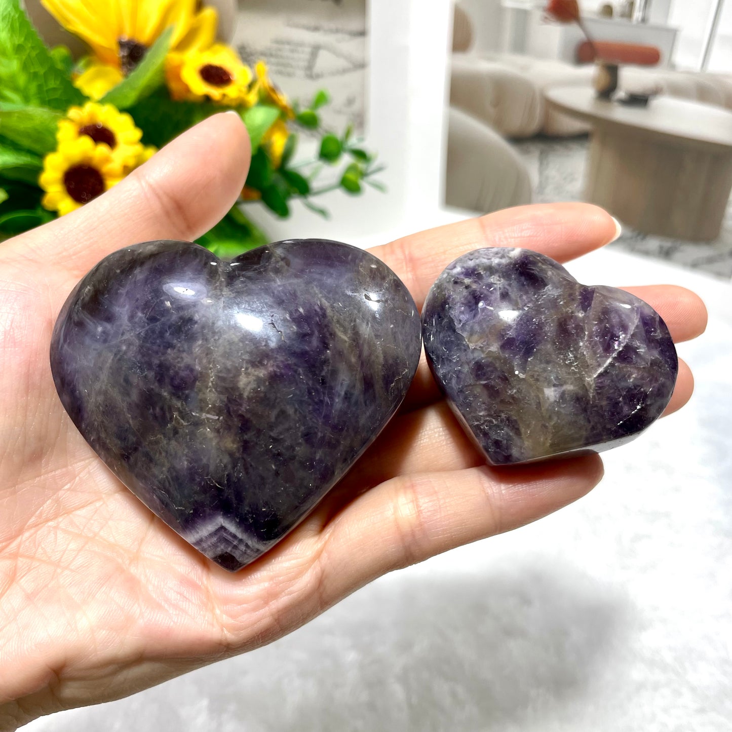 7~9 Counts 500g Amethyst Heart Stone Big Heart Shape Puff Stones Set Pocket Crystal Healing Tumble Collection Palm Worry Stone Good Luck Charm Meditation Gift Craft Home Decor From IG Crystal