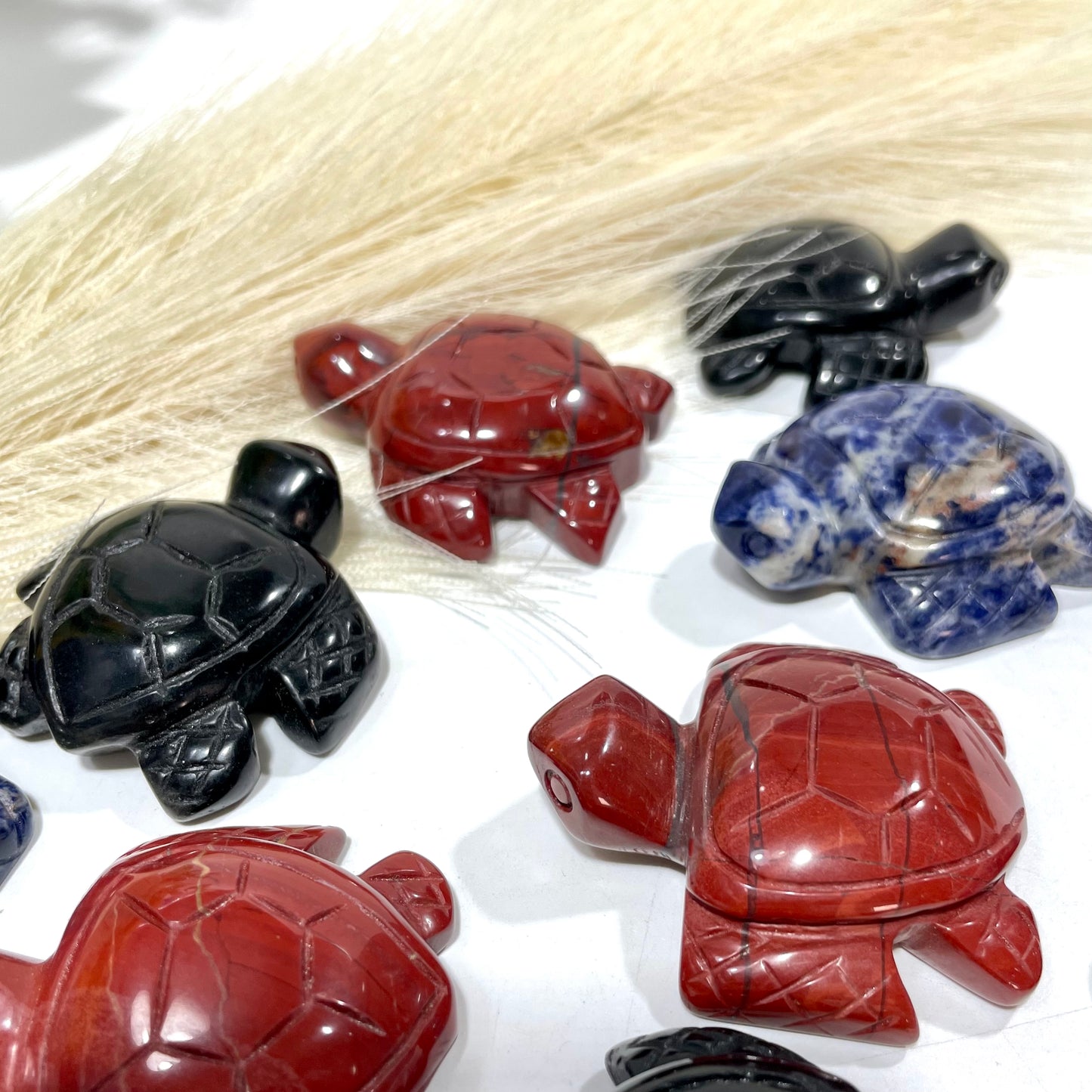 3 Counts Little Turtle Crystal Carving Sodalite Red Jasper Black Obsidian Healing Stones Natural Stone Chakra Balancing Reiki Home Office Decor From IG Crystal