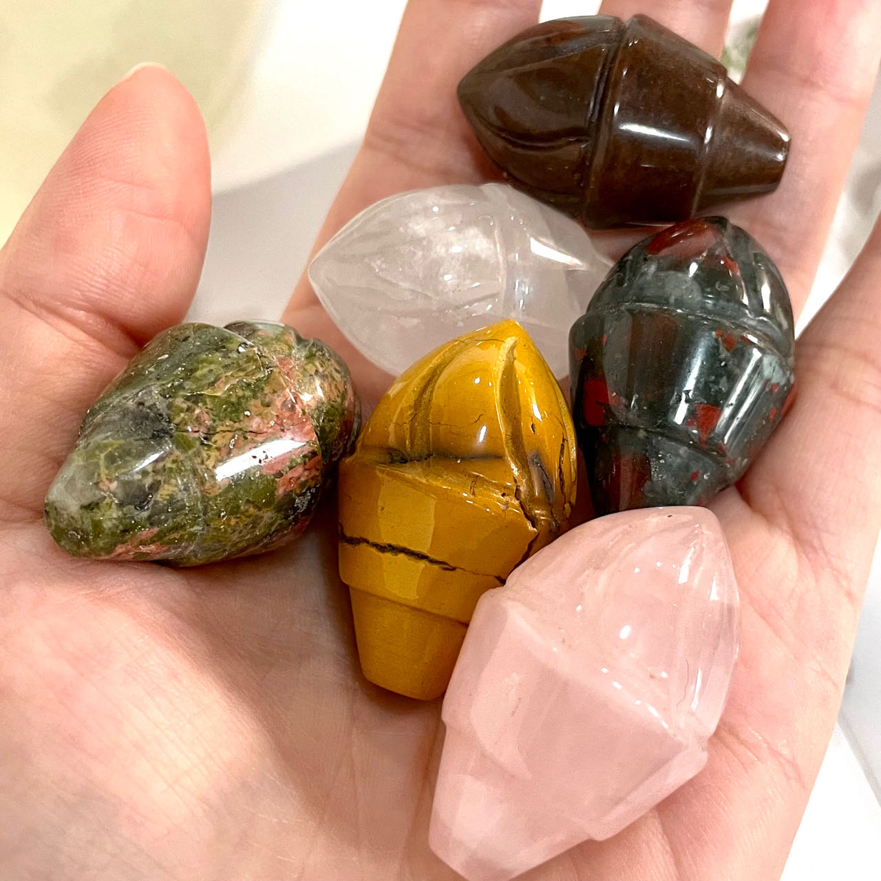 IG Crystal 1.5 Inch High Quality Natural Ice Cream Crystals 10 Counts Healing Stone Home decoration