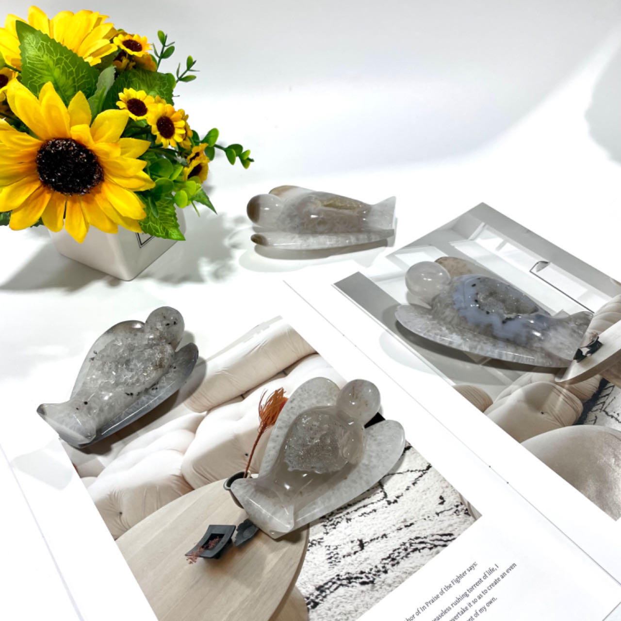 1 Count Geode Angel Crystal Carvings Natural Stone Gem Mining Chakra Balancing Reiki Healing Crystal Mystery Crystal Display Crystal Shopping Online Home Office Decor From IG Crystal