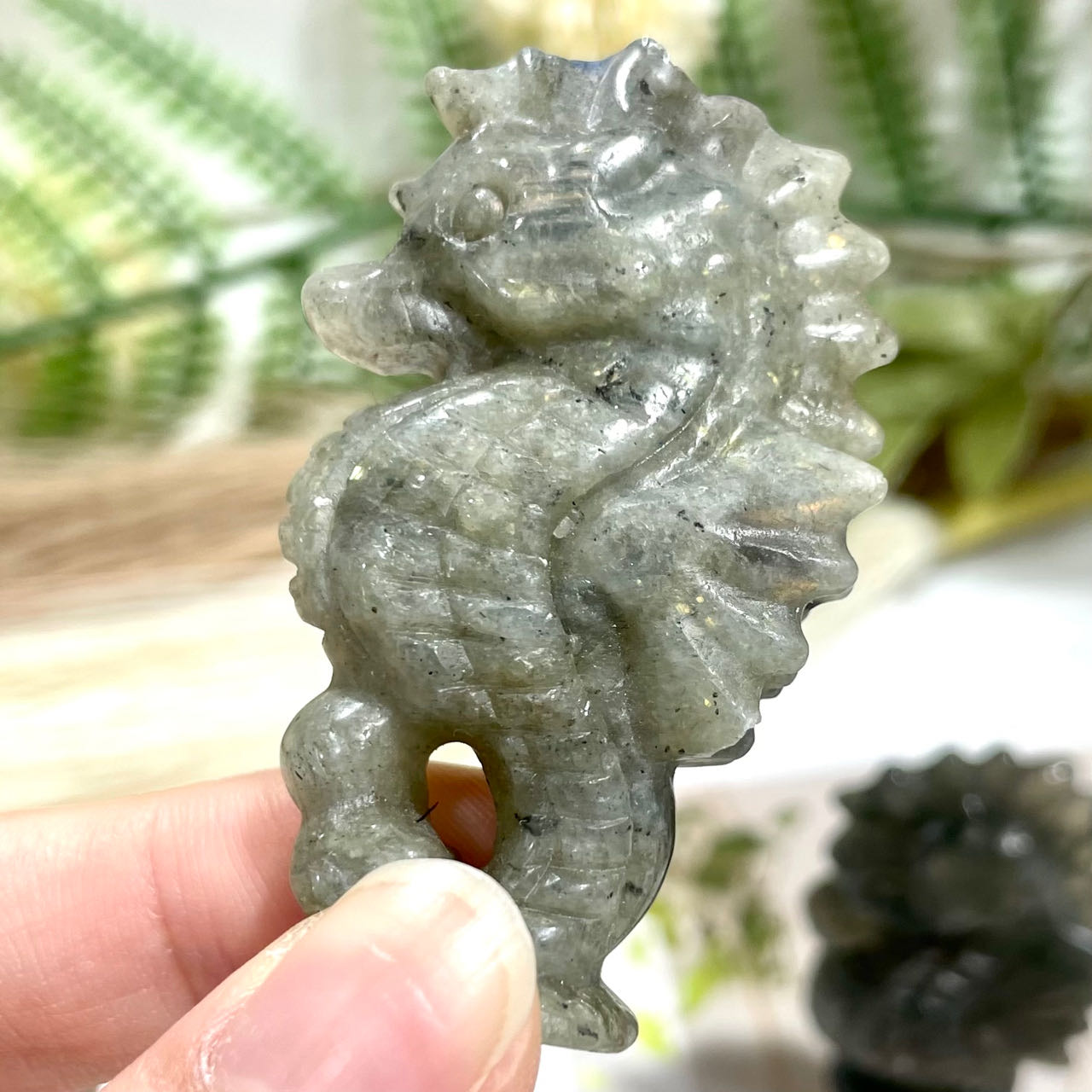 2 Counts Labradorite Seahorse Crystal Carving Healing Stone Home Decoration From IG Crystal