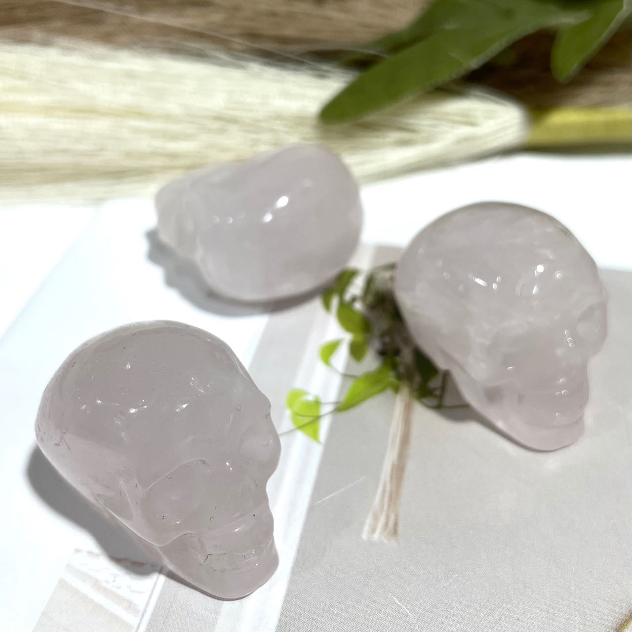 6 Counts Rose Quartz Skull Crystal Healing Crystal Home Decoration From IG Crystal