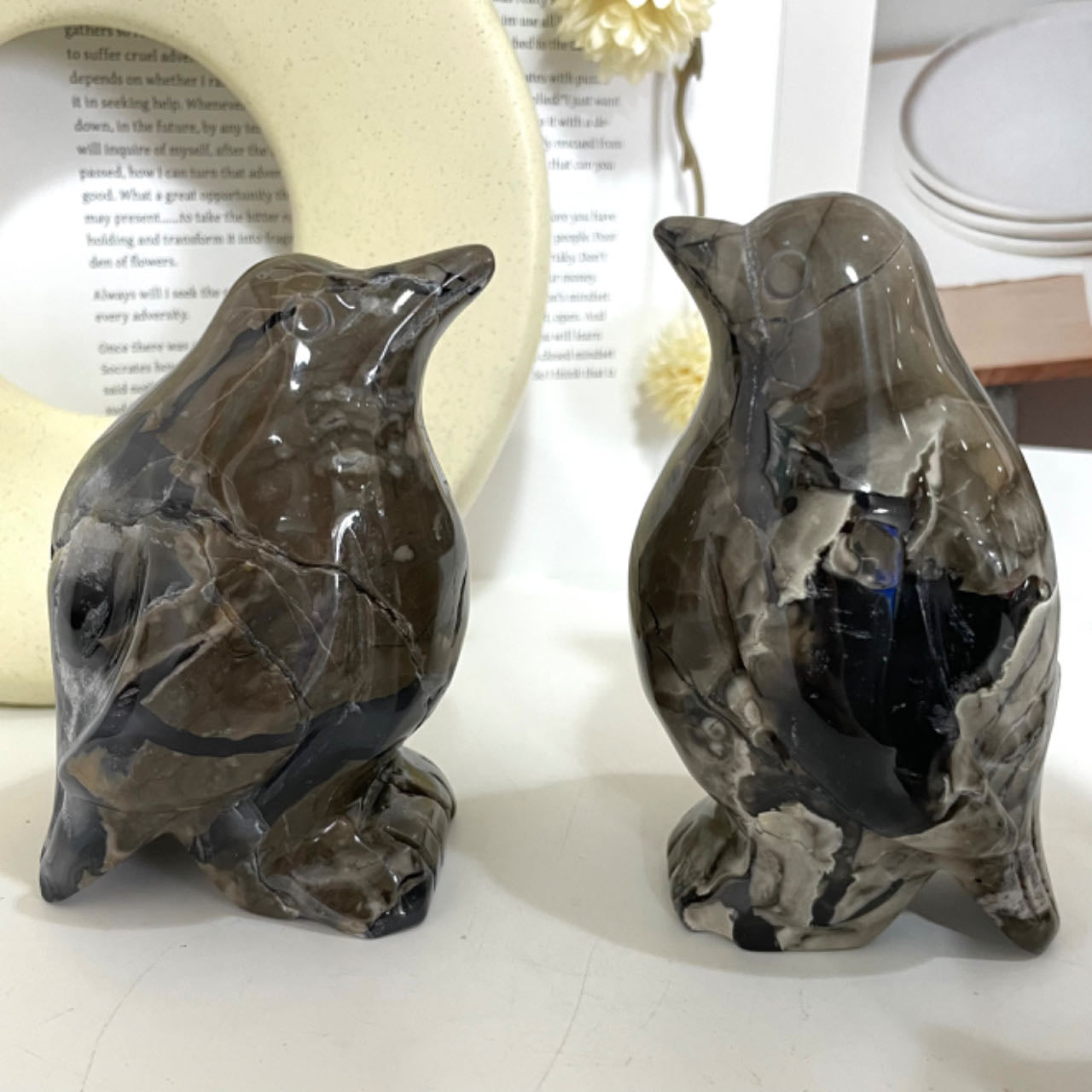 Volcanic Agate Penguin Crystal Height about 10.6cm From IG Crystal