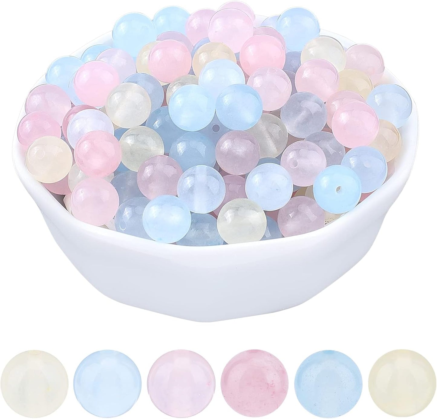 【VIP】8 Spoons Crystal Beads With Spacer Needle DIY Bracelets Moonstone Sunstone Crakle Amethyst Green Garden Quartz Rose Quartz Rainstone Citrine Rainbow Fluorite Copper Rutile Black Flower Agate Black Tiger Eye Black Tourmaline and so on