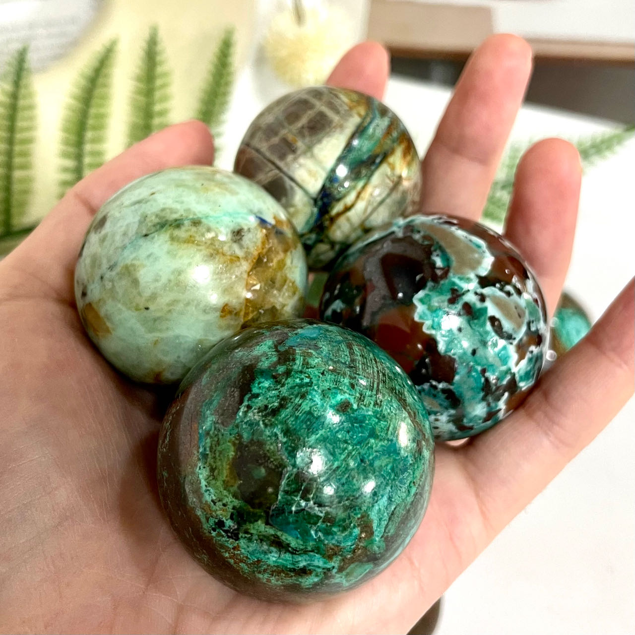 1~2 Counts Small Chrysocolla Balls 2.5~5cm Healing Stone Home Decoration From IG Crystal