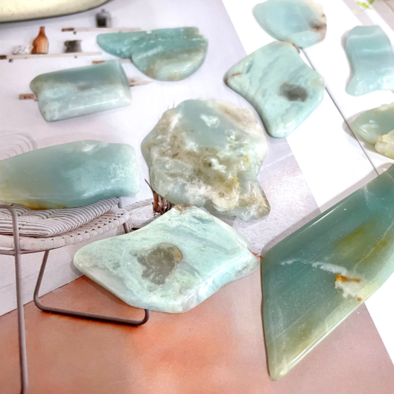 Caribbean Calcite Slice 600G Healing Crystals Home Decoration From IG Crystal