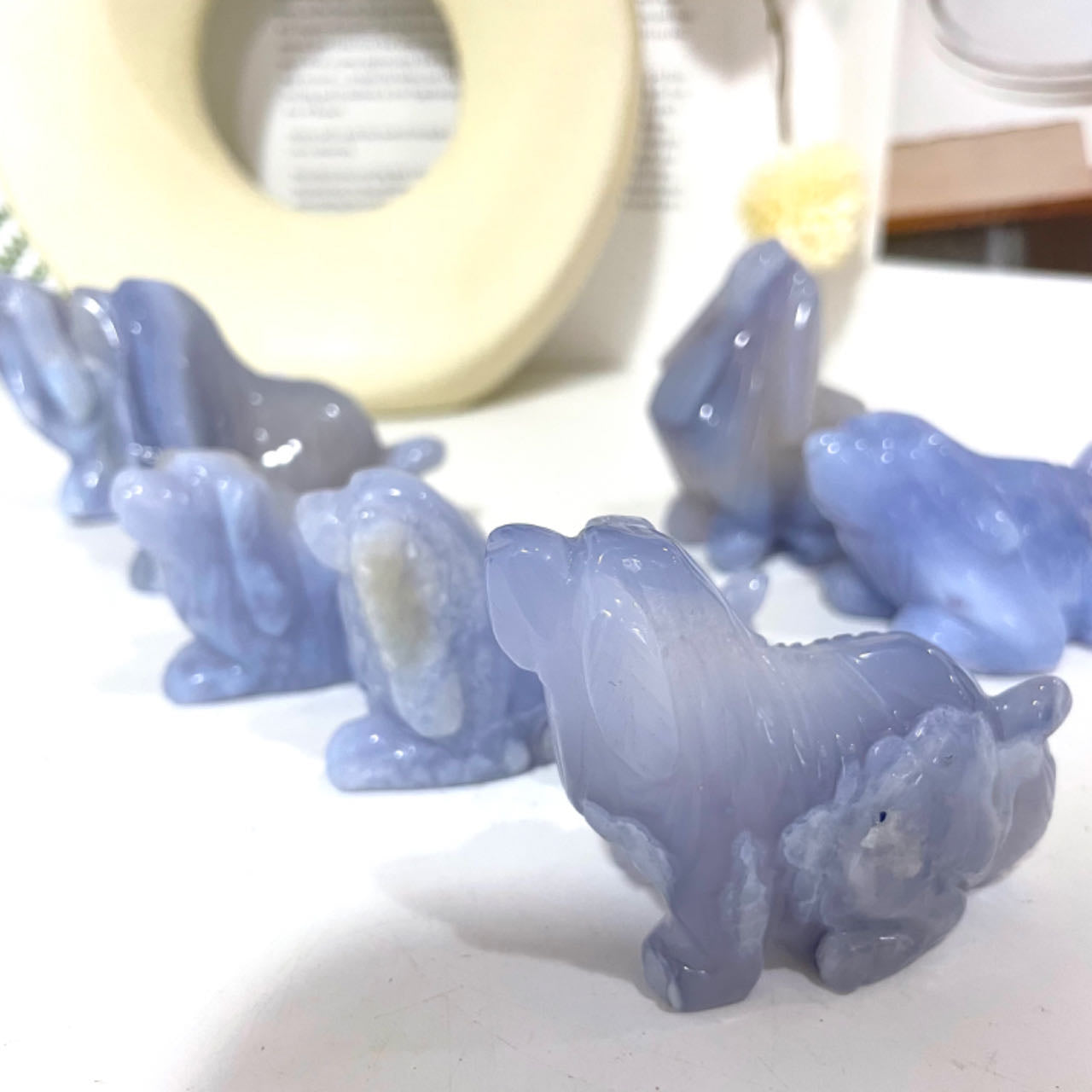Blue Lace Agate Dog Crystal Healing Stone Home Decoration Stochastic 1PCS From IG Crystal