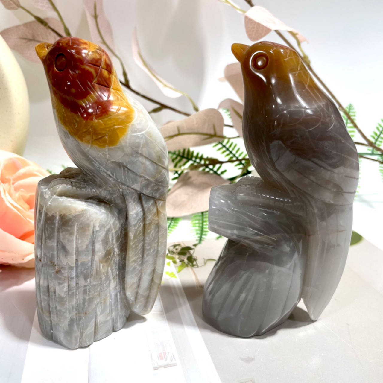 1 Count Three-colour Jade Bird Healing Stone Home Decoration From IG Crystal