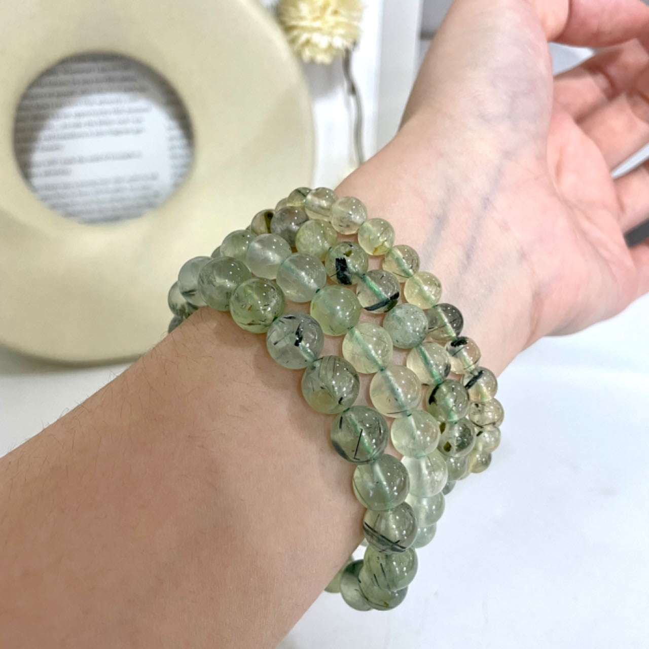 Prehnite Bracelet 7~10mm Energy Healing Crystals Jewelry for Women DIY Bracelet From IG Crystal