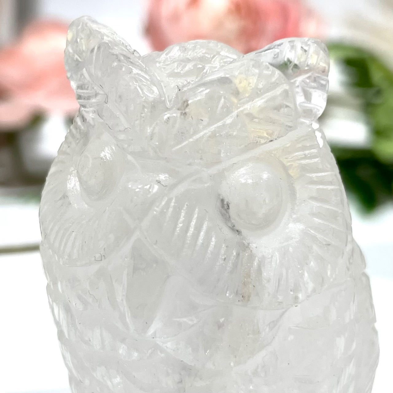 1 Count Clear Quartz Owl Crystal Healing Stone Home Decoration From IG Crystal