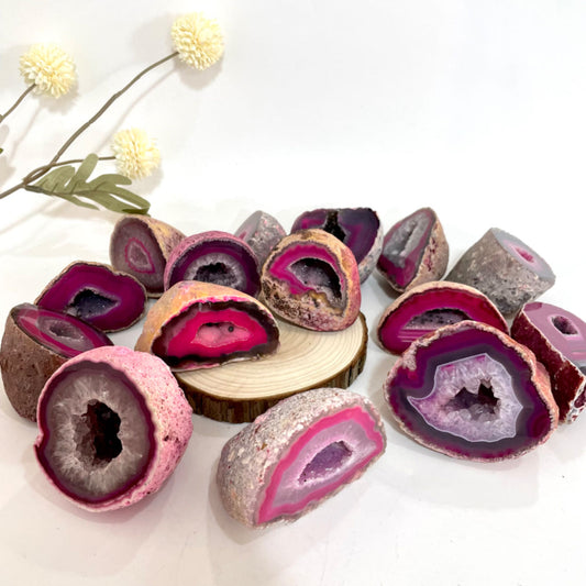 Any 2PCS Pink Druzy Natural Raw Geode From IG Crystal