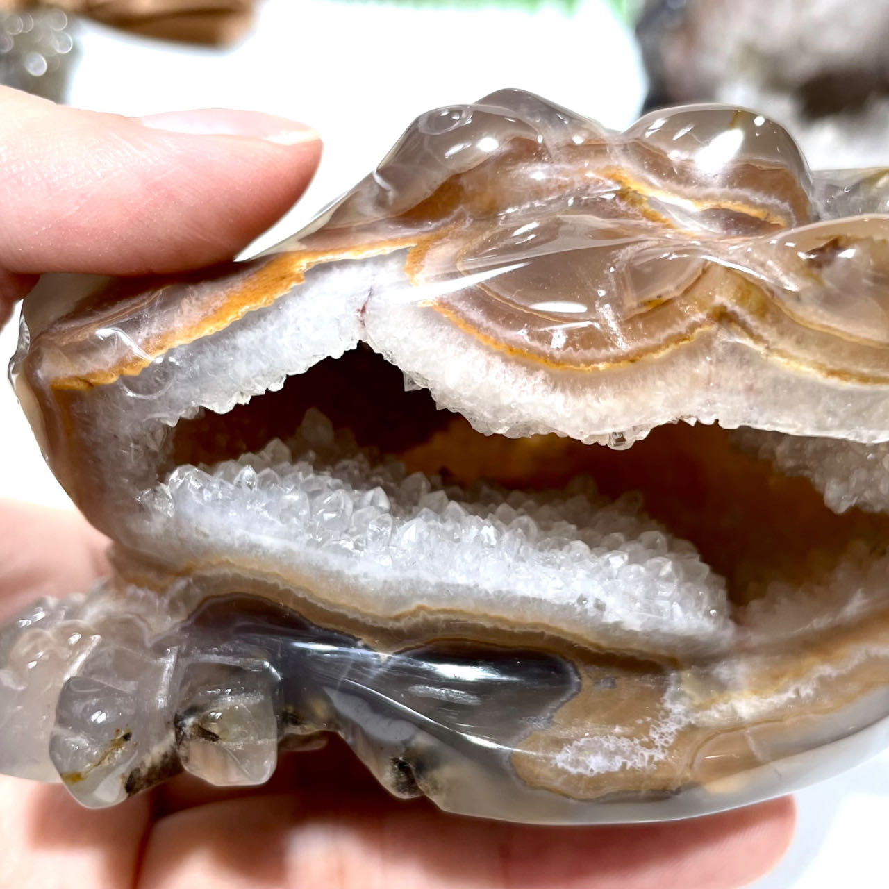 Natural Stone Druzy Agate Toad Crystal Geode Raw Stone For home decor From IG Crystal