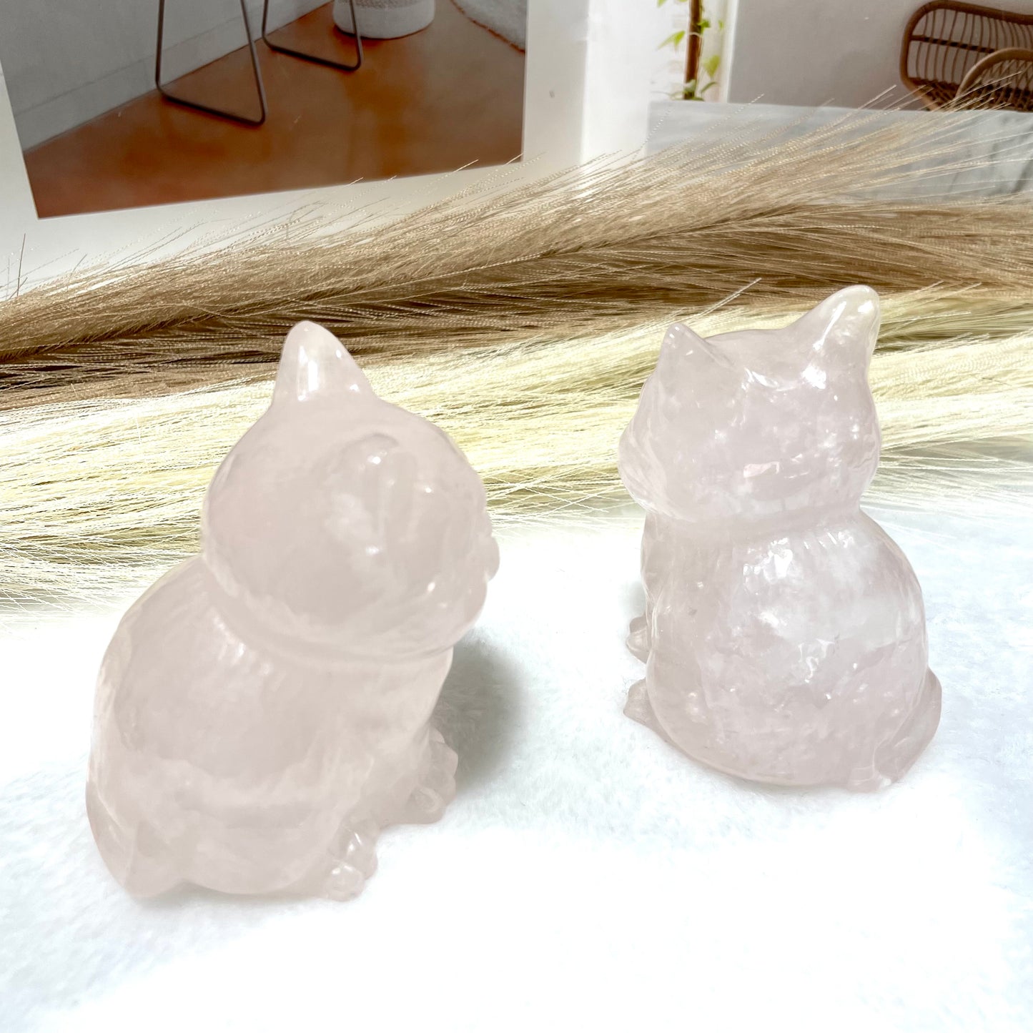 1 Count Rose Quartz Cute Cat Crystal Carving Natural Stone Gem Mining Chakra Balancing Reiki Healing Crystal Mystery Crystal Display Crystal Shopping Online Home Office Decor From IG Crystal
