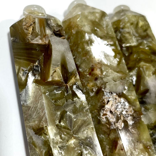 4 Counts 9cm Height Golden Mica Wand Tower 6 Faceted Healing Crystal Gem Reiki Healing Home Decor Crystal Jewelry Shop Pretty Crystals From IG Crystal