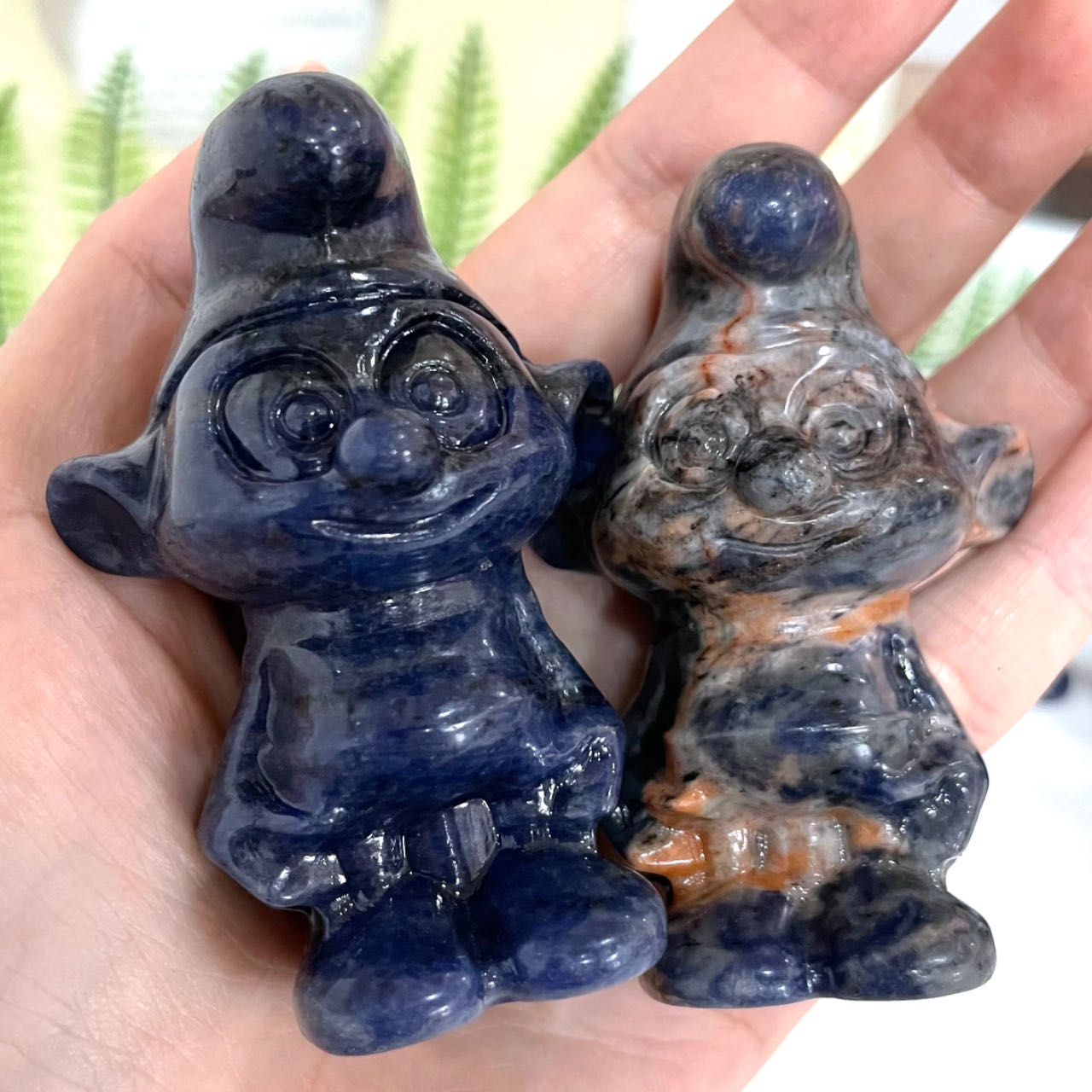 2PCS Smurf Crystal Sodalite Healing Stone Home Decoration From IG Crystal
